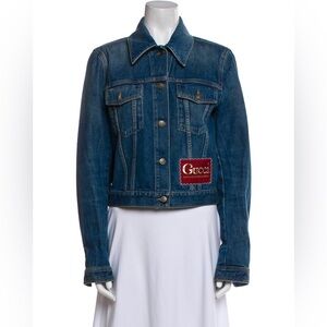 Gucci Women's Classic Blue Patch Jean Jacket Medium Wash Size 48EU